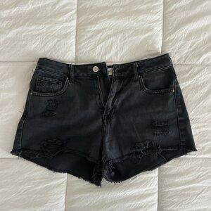 Black Distressed Women's Shorts